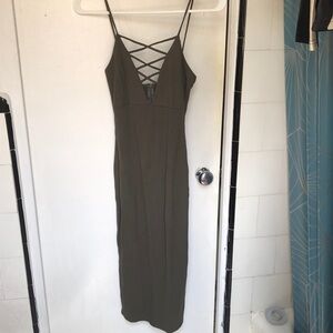 Seven Sisters olive green midi dress, size Small